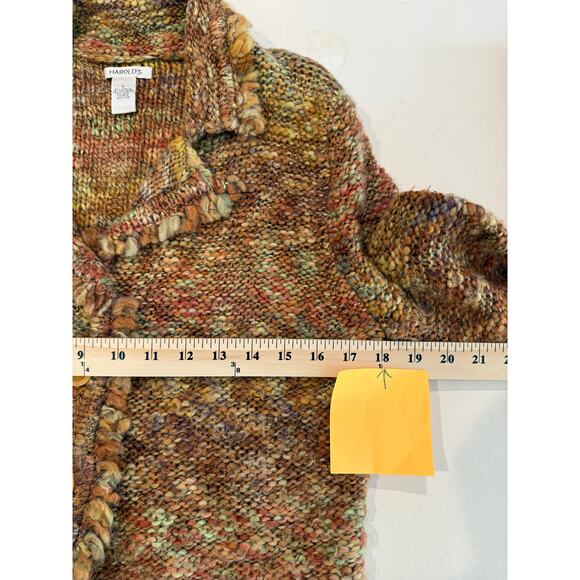 Harold’s Chunky Knit Sweater Jacket Large Autumn Earth Tones Boho Cottagecore - Picture 4 of 7